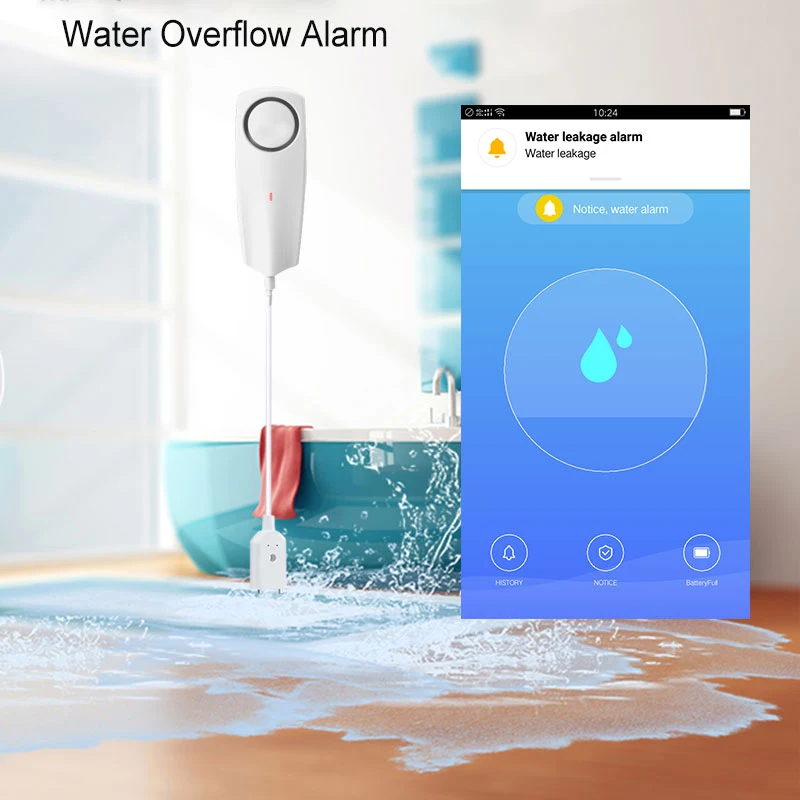 Imagem -05 - Sensor de Vazamento Líquido Inteligente App Alexa Empurrar Alertas Alarme sem Fio Detector Nível Água Vazamento wi fi