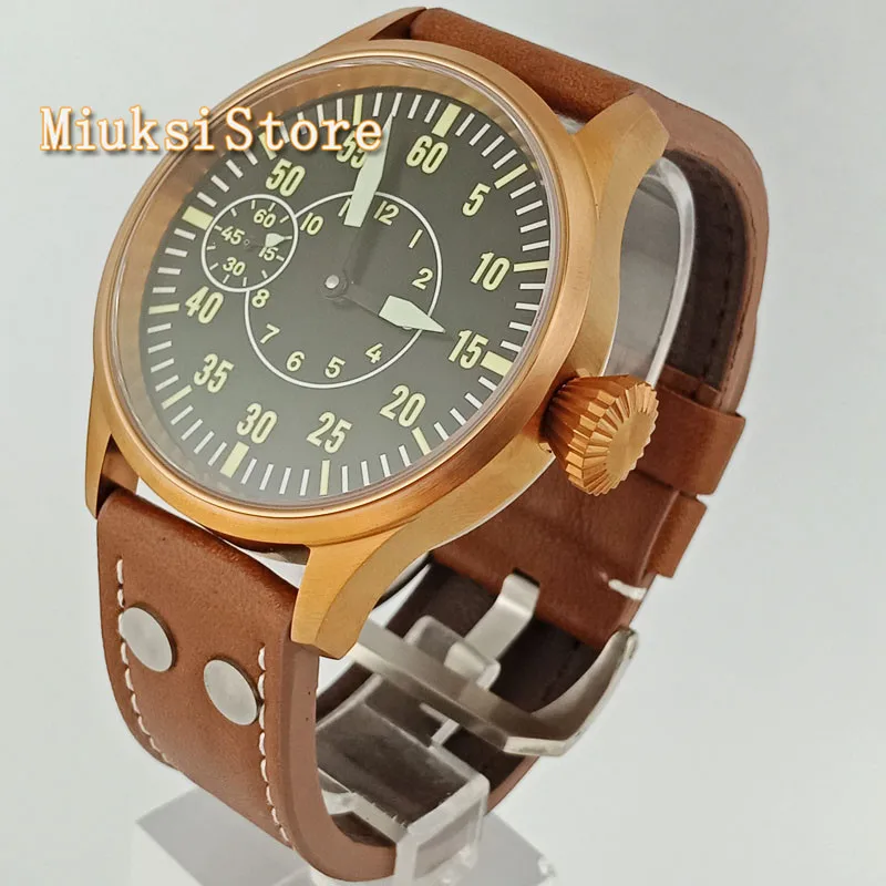 Fashion classic man mechanical watch Corgeut 43mm bronze plated case sapphire glass 6497 hand winding mens watch 2634