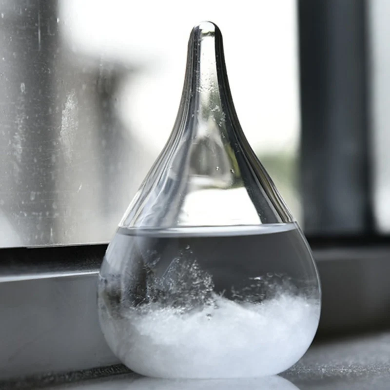 Crystal Transparent Storm Glass Bottle Barometer Bottles Weather Forecast Stylish Desktop Water Drop Weather Station 8x5cm