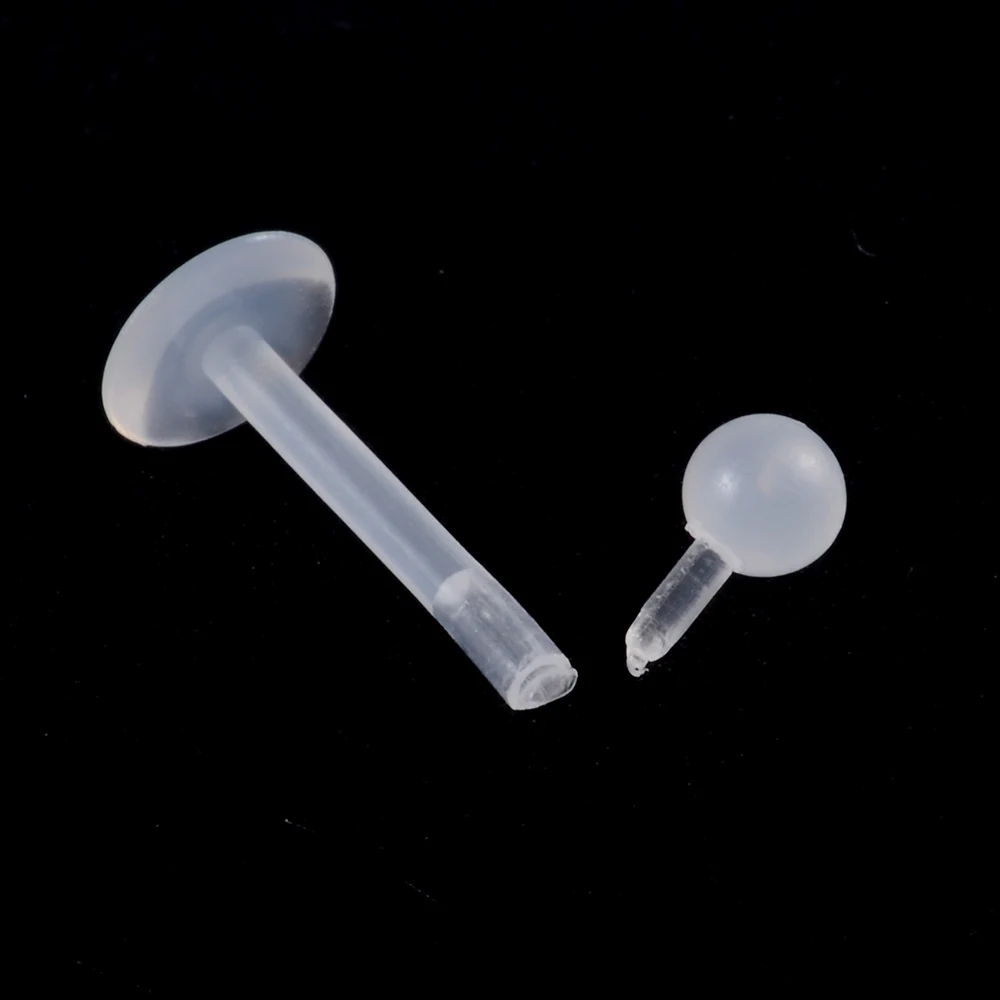 10pcs/lot Press Fit Clear Acrylic Labret Lip Stud Lip Bar Ring Ear Tragus Cartilage Helix Lobe Earring Mix Body Piercing Jewelry