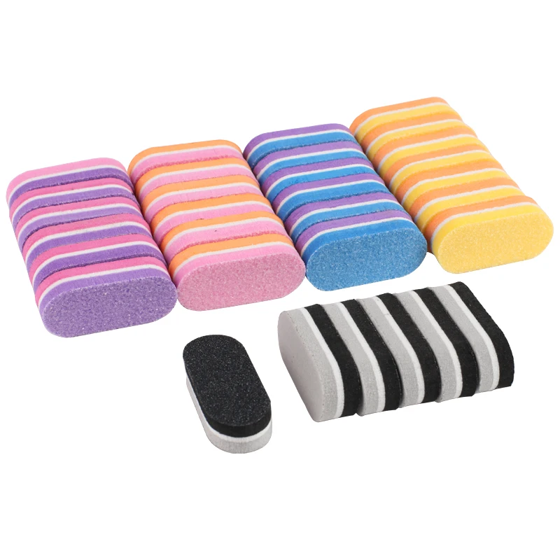 500Pcs/lot Sponge Nail Files 100/180 Mini Mix Color Nail Buffer Double Side Sanding Nails Files For UV Gel Polish Manicure Tools