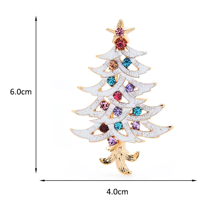 Picture 4: Wuli&baby White Enamel Christmas Tree Brooches For Women Men Multicolor Rhinestone Tree New Year Brooch Pin Jewelry Gifts