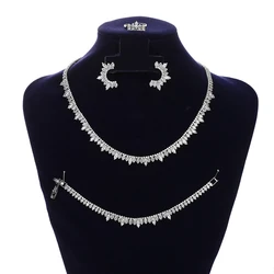 Jewelry Set HADIYANA Vintage Classic Engagement Bridal Necklace Bracelet Ring Earring Exquisite Set BN8083 Parrure De Bijoux
