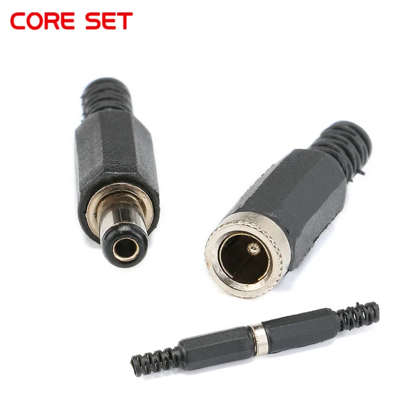 10PCS 5.5x2.1mm DC Jack DC Power Connector pin 2.1x5.5mm Female Plug Jack + Male Plug Jack Socket Adapter 5.5*2.1mm