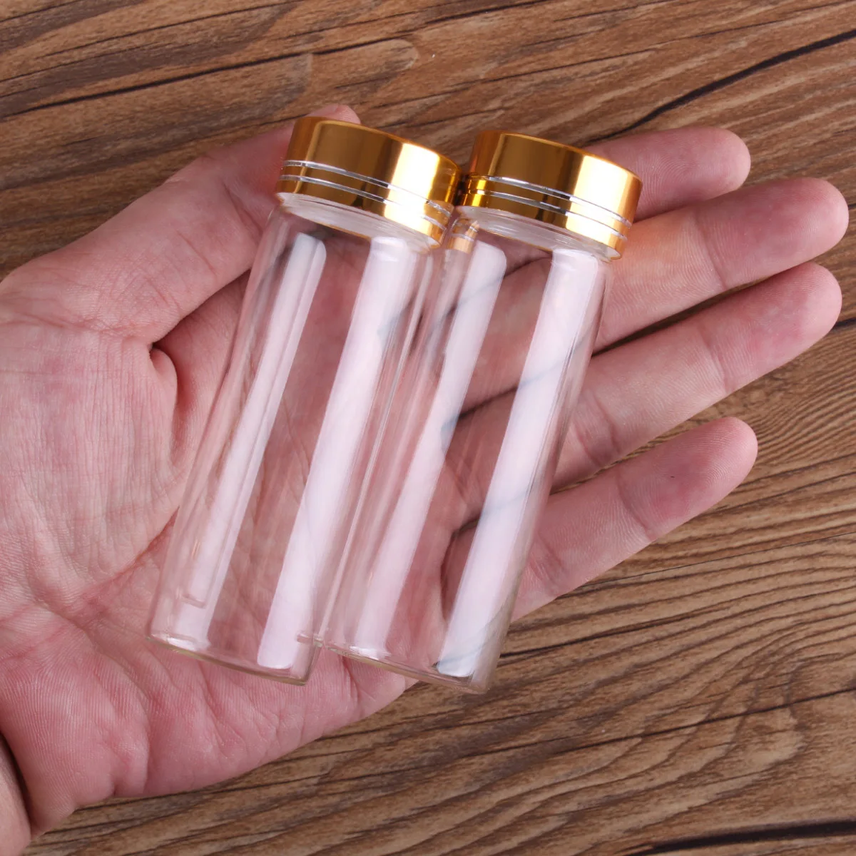 5pcs 45ml 30*90mm Perfume Bottles Glass bottles with Golden Caps Glass vessels Spice Jars Potion bottles for Wedding party