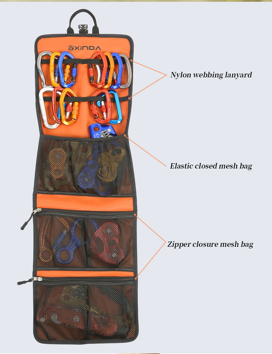 Xinda 320T Nylon-Tasche Wasserdichte Verschleißfeste Schnellverschluss-Karabiner-Tasche Kletterausrüstung Werkzeug-Aufbewahrungstasche – Detail 2