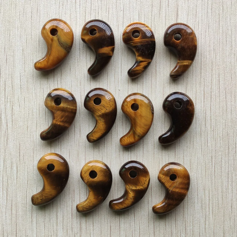 Fashion good quality natural tiger eye stone magatama charms pendants for jewelry making  free shipping Wholesale 12pcs/lot