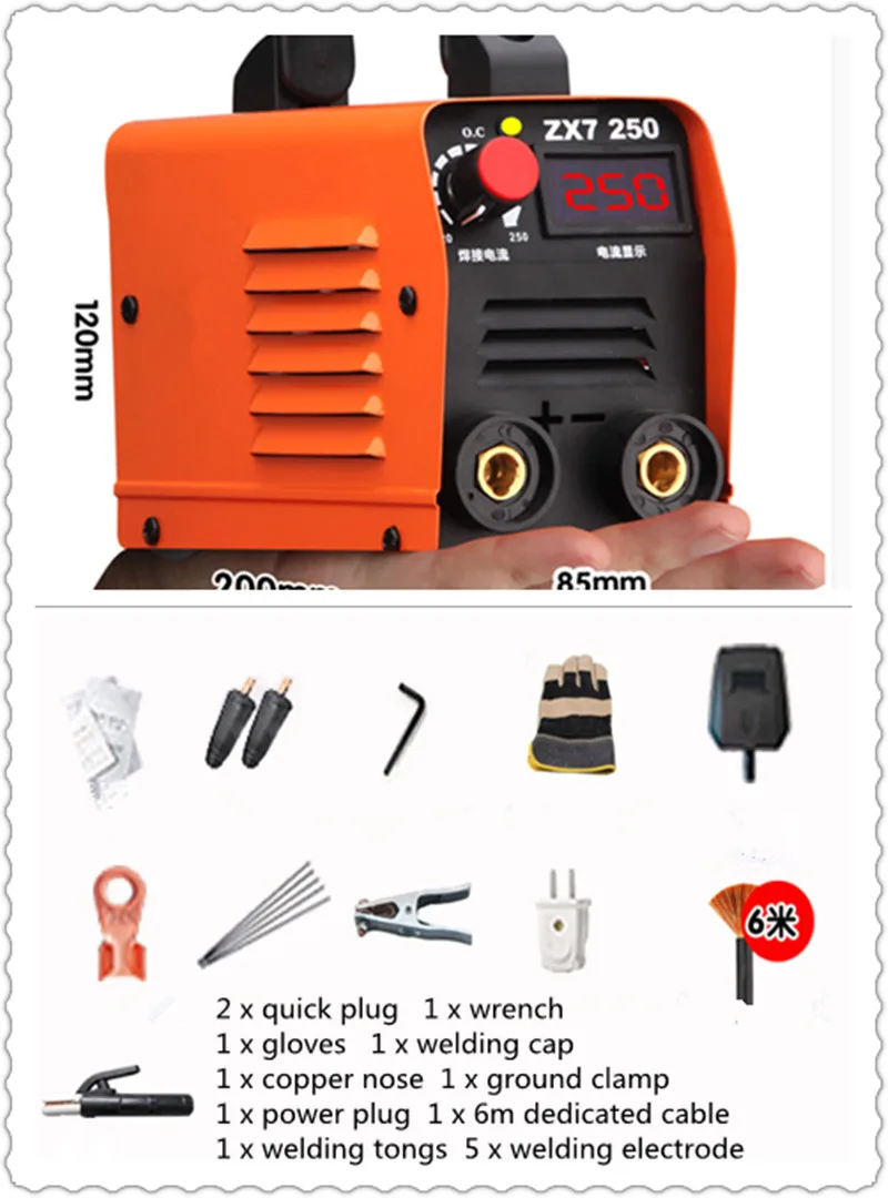 Ru delivery 250A 220V Compact Mini MMA Welder Inverter ARC Welding Machine Stick Welder