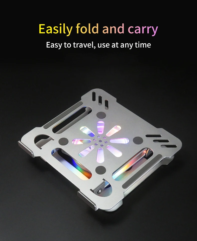 Soporte plegable para portátil con ventilador de refrigeración, antideslizante, ajustable, de aleación de aluminio, para tableta, Compatible con 10-17,3 pulgadas