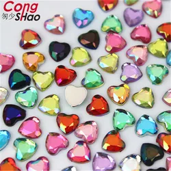 200pcs 6mm Heart 3D Nail Art Stones flatback AB crystals Acrylic AB Rhinestone trim phone DIY not hotfix Face Decoration WC464
