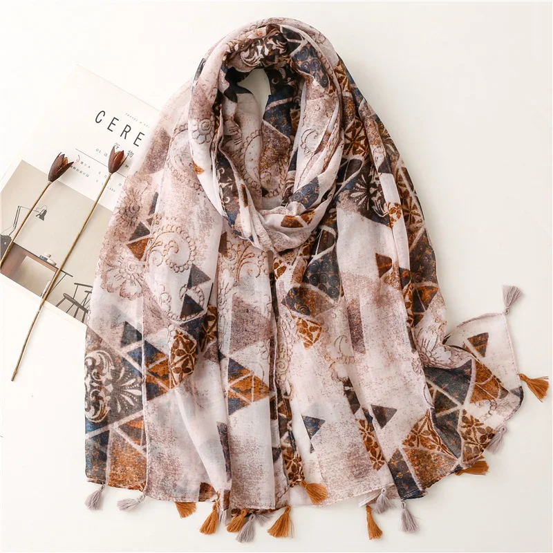 

Autumn Fashion Aztec Geometric Viscose Shawl Scarf Lady High Quality Wrap Pashmina Stole Echarpe Foulards Mulsim Hijab 180*90Cm