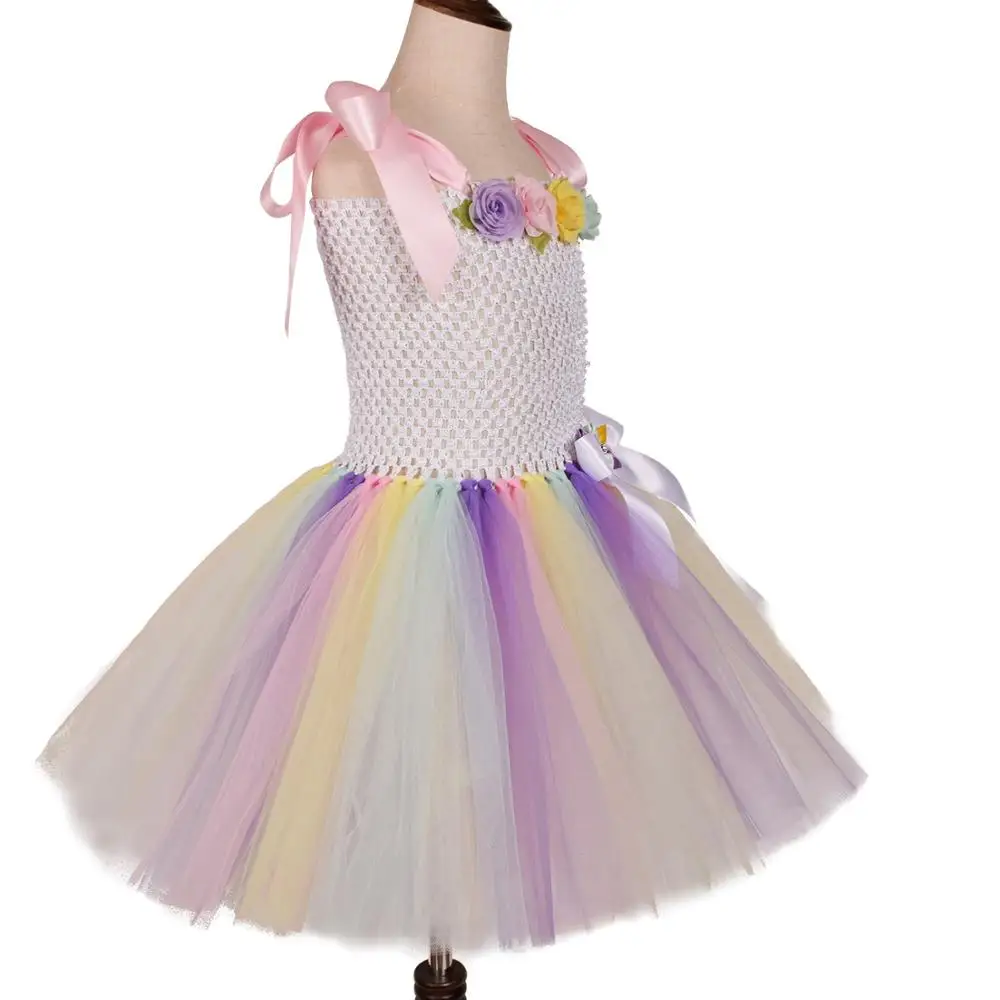 

Flower Rainbow Fluffy Tutu Dress for Girls Fairy Dresses Costume Baby Birthday Party Tulle Dress Kids Halloween Costume 0-12Y