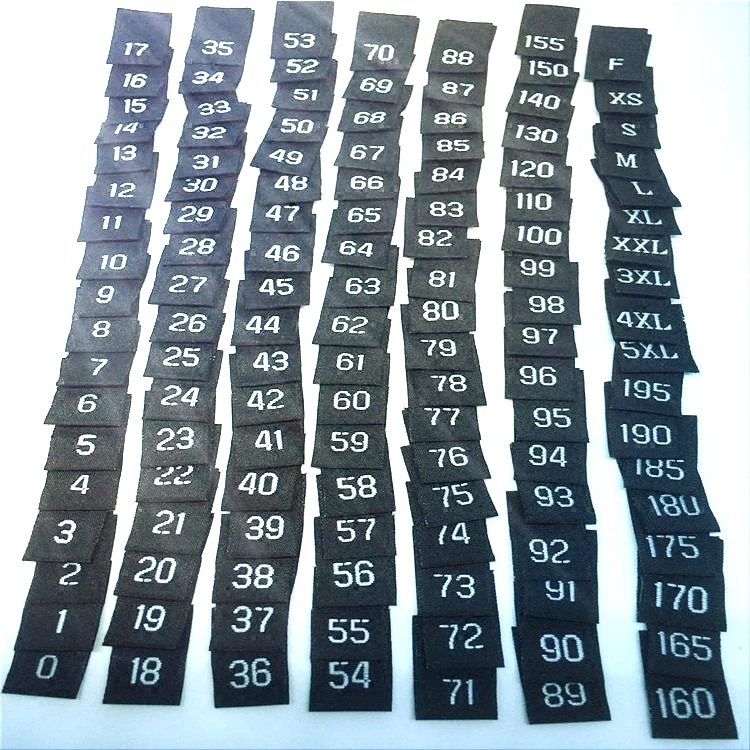 size label digital number label European cloth size label 1 2 3- 50 56 62 68 74 86 92 98 104 116 122 134 140 146 152  158 164