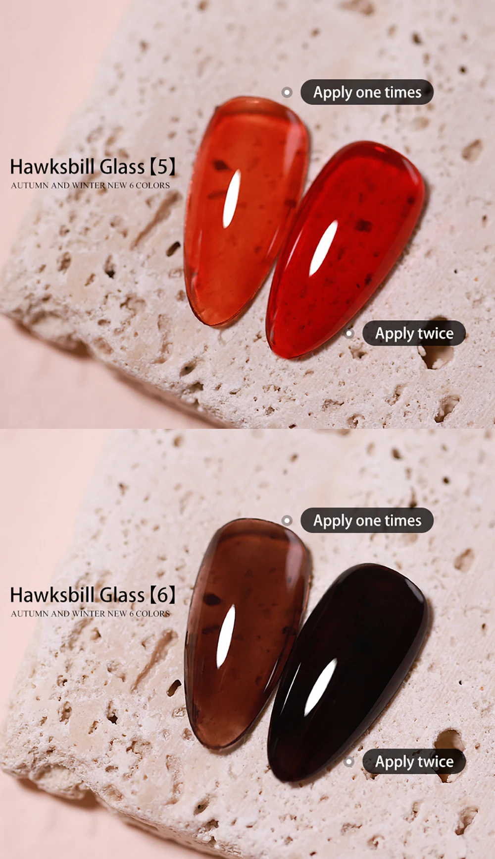 Vendeeni 6 Farben Bernsteinfarbener Jelly Gel Nagellack Semi-Permanenter UV Soak-Off Gel Lack Glaskristall Transparenter Gel-Lack – Detail 7