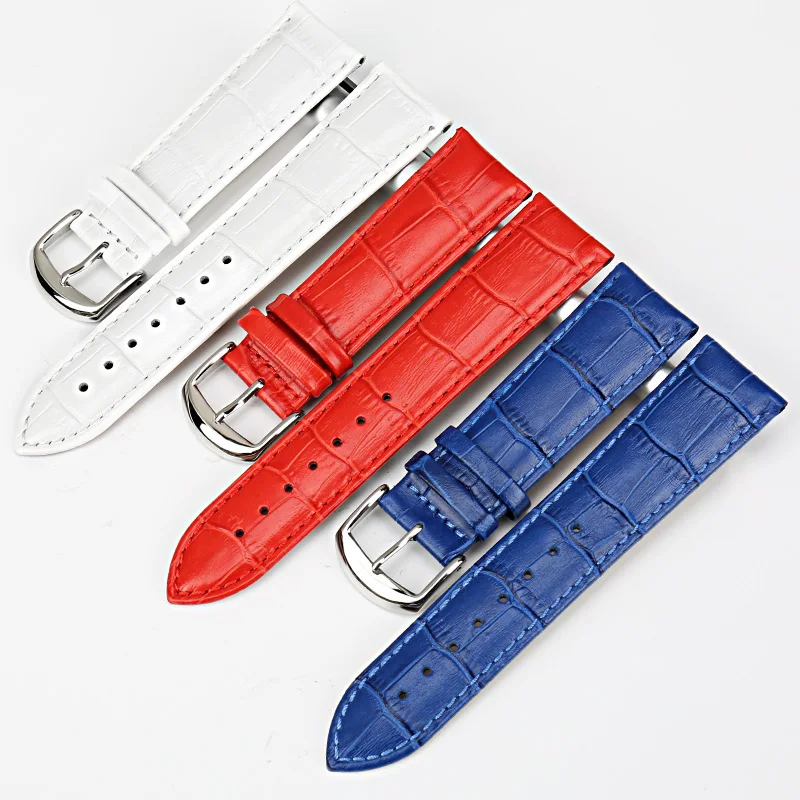 Calfskin Leather Watchband 16mm 18mm 20mm 22mm White Watch Band Genuine Leather Straps for Samsung Huawei Amazfit Watch Strap