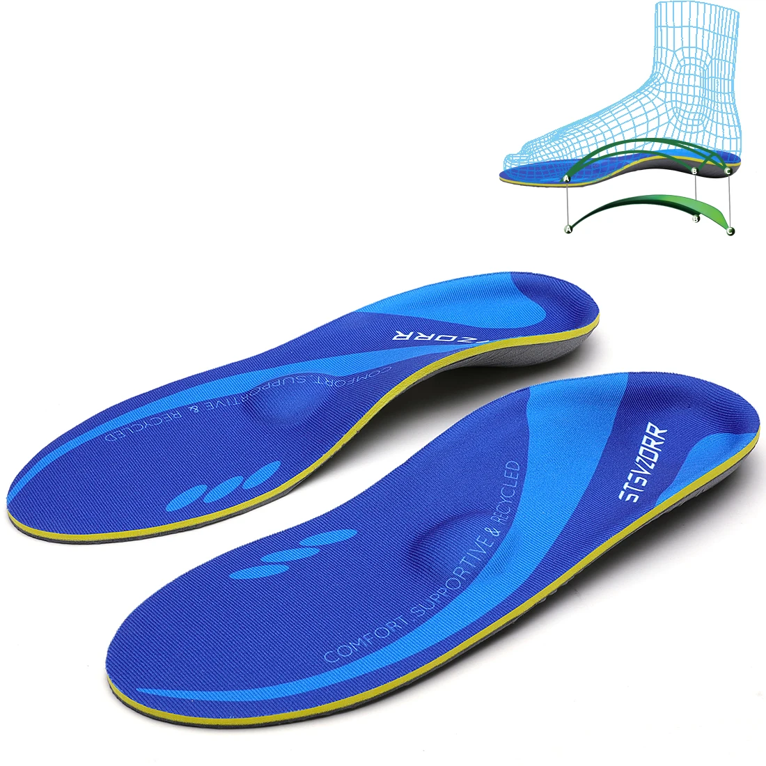 Fußgewölbestütze für Mittelfußknochen, orthopädische Einlage bei Plantarfasziitis, orthopädische Einlagen für Plattfüße, Fersenkissen für Sportschuhe. – Detail 26