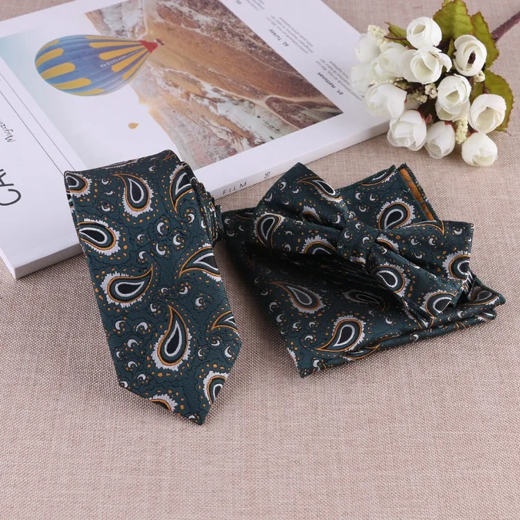 

SHENNAIWEI 6cm tie bowtie handkerchief Three-piece set mens gifts neckties bow ties