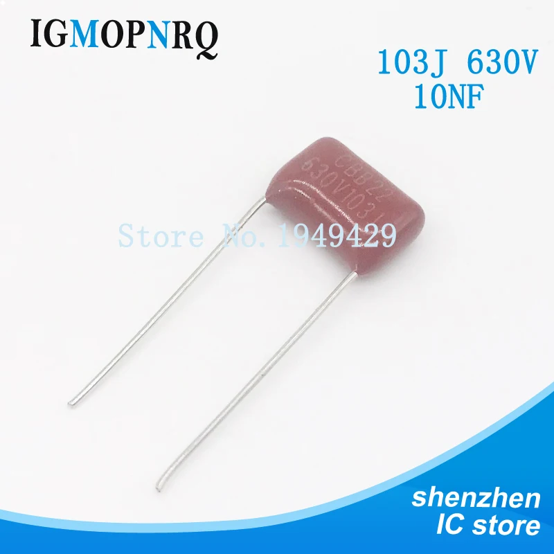 20PCS/Lot 103 10nF 630V CBB Polypropylene Film Capacitor Pitch 10mm 103 10nF 630V NEW