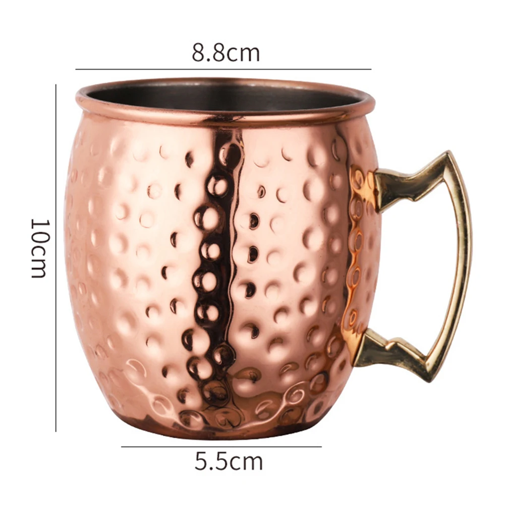 530ml Moscow Mule Mug Drum Copper Plated Tea Beer Mug Handgrip Stainless Steel Water Glass Mugs Coffee Cups Drinkware