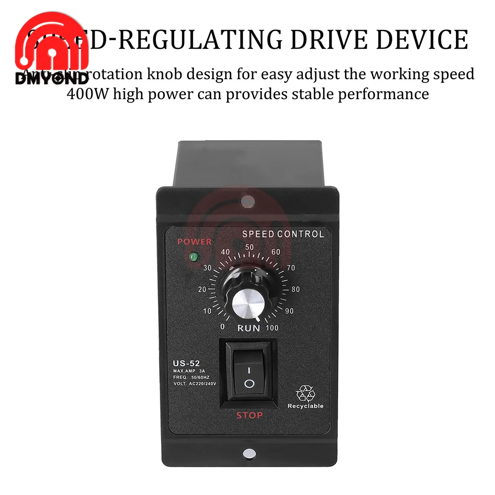 Controlador de velocidad del Motor, unidad de Control de velocidad del Mini Motor, 400W, CA, 220V, 50Hz, 60Hz, 1 unidad