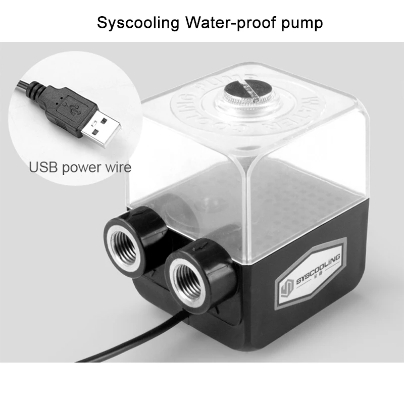 Syscooling Waterdichte pomp SC-360T stille Waterpomp DC 5 V/12 V/24 V Voor Vloeistofkoeling Computer Waterkoeling Systeem G1/4 draad