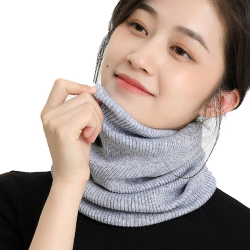 Man\'s Woman\'s Wool Knit Pullover Protects Cervical Spine Warm Scarf Winter Cycling Cover Face Windproof Fake Collar Snood O20