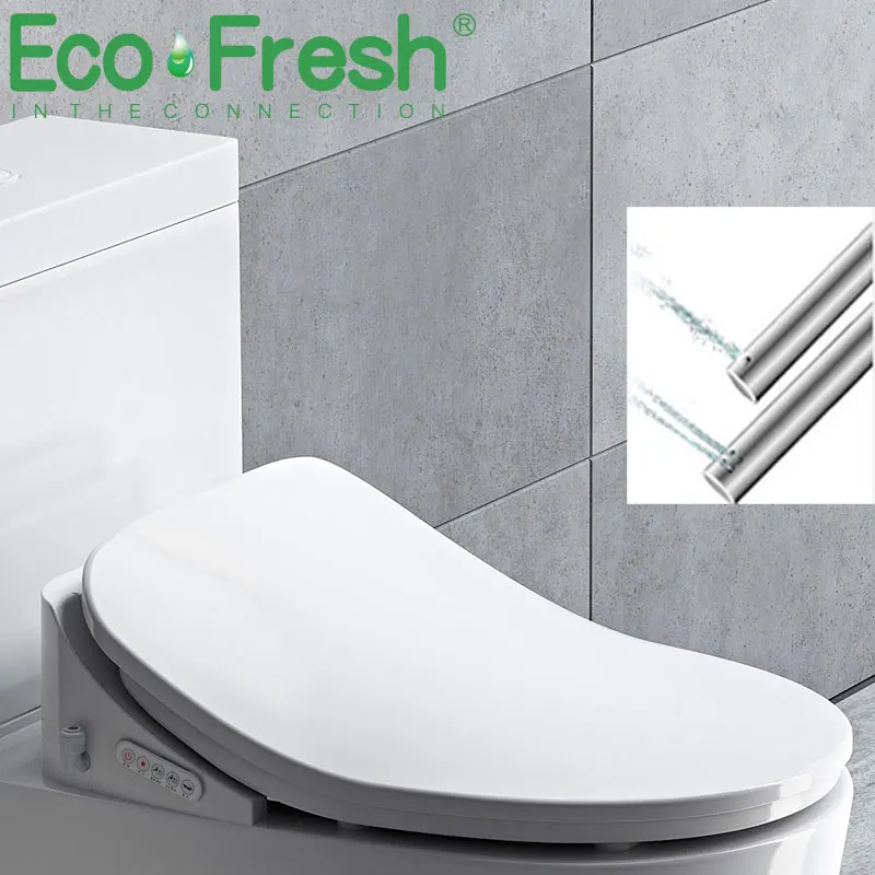 

EcoFresh Smart Toilet Seat Electric Bidet Standard Intelligent Toilet Cover Double Nozzles Sprayer Heat Clean Dry Massage