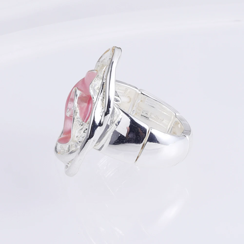 MeiceM Classic Rose Flower Shape Rings for Women Enamel Steel Anillo 2021 New Fashion Color Jewelry Women\'s Gift Wholesale Party