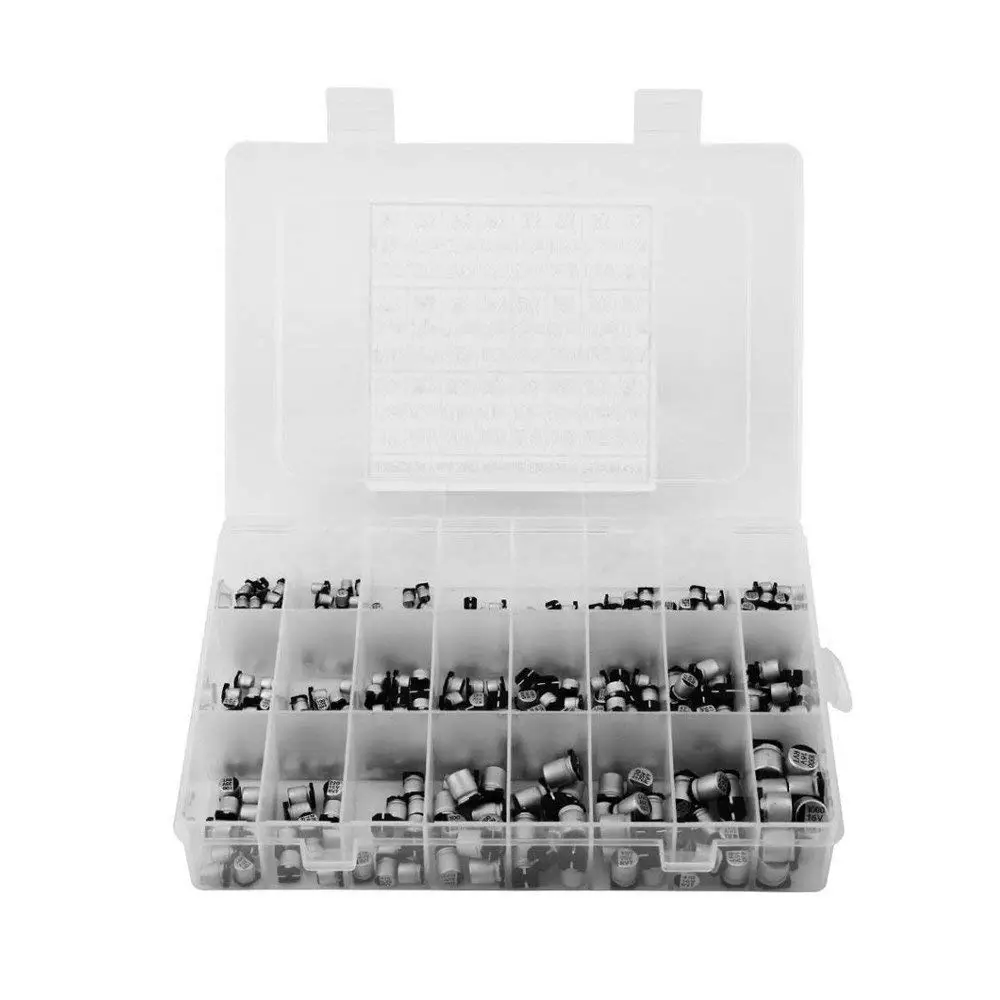 400pcs/lot 1uF-1000uF Electrolytic Capacitor Assorted Kit 24 Values 10V-50V SMD Aluminum Electrolytic Capacitor 4.7uf 10uf 22uf