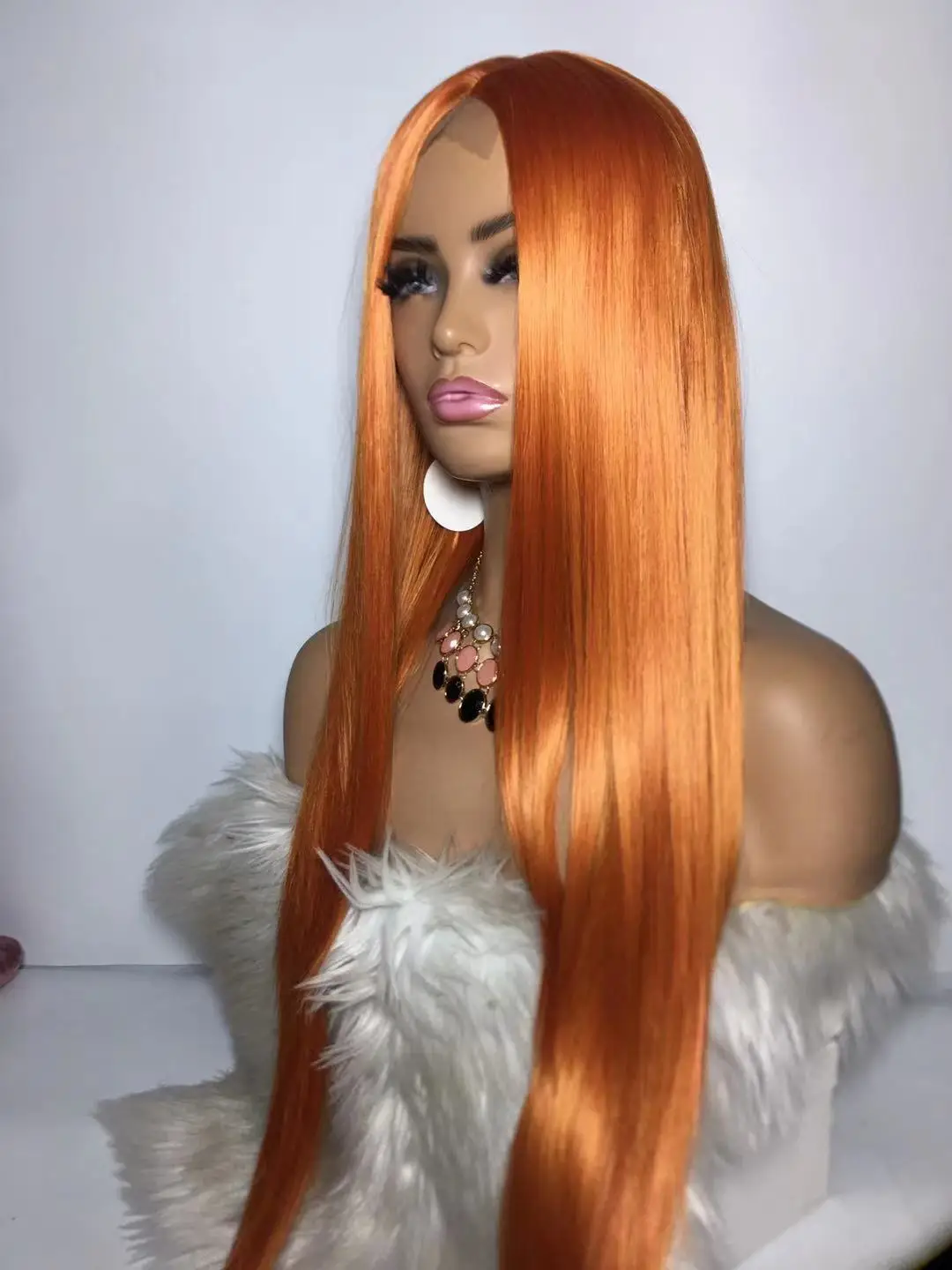 synthetic wig original color with machine made closure