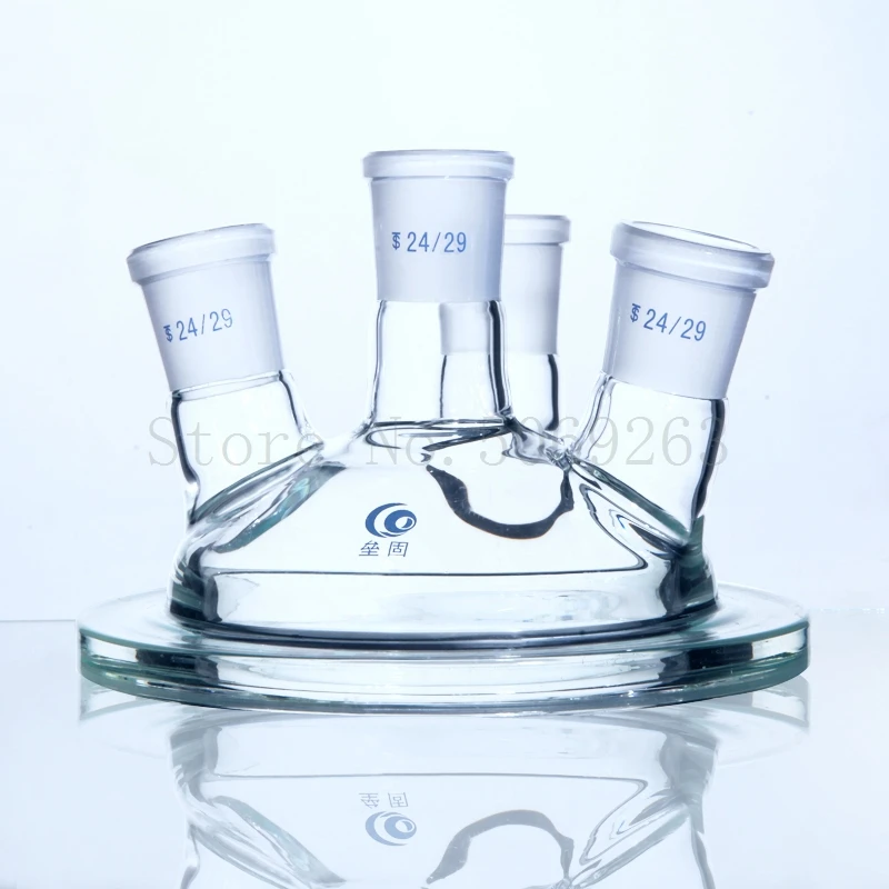 Reator Jacketed Reaction Bottle, Double-Layer Laboratório Reaction Flask, três ou 4 boca aberta