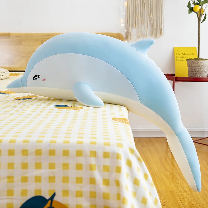 cartoon dolphin plush toy lovely blue or pink dolphin soft doll Christmas gift b2639