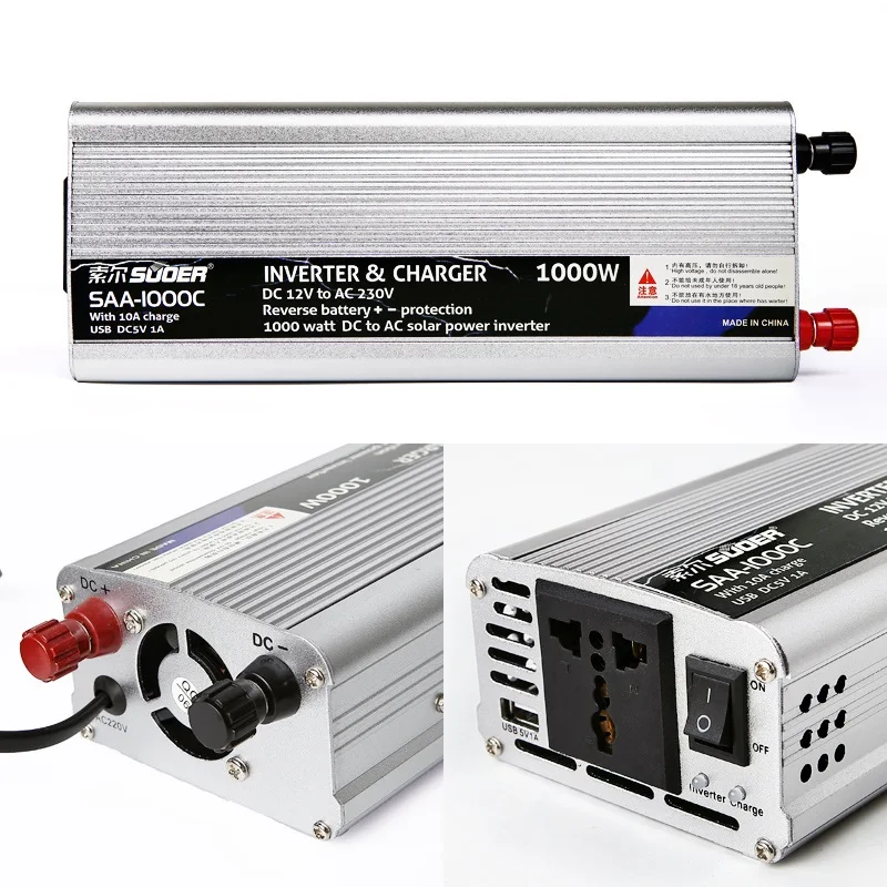 ソーラーハイブリッドインバーター,12v,220v,usb 500w,1000w,2000w変圧器,家庭用コンバーター