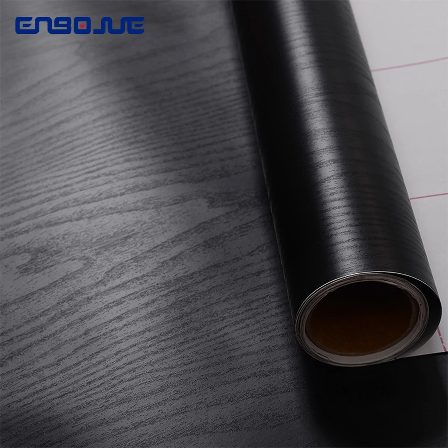 

Black Decorative Film Waterproof Self-adhesive Wallpaper Old Furniture Wardrobe Desk Renovation Sticker Wood Grain Wall Stickers