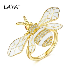 Laya Silver Ring For Women Pure 925 Sterling Silver High Quality Zirconia Bees Fine Jewelry Handmade Enamel 2021 Trend