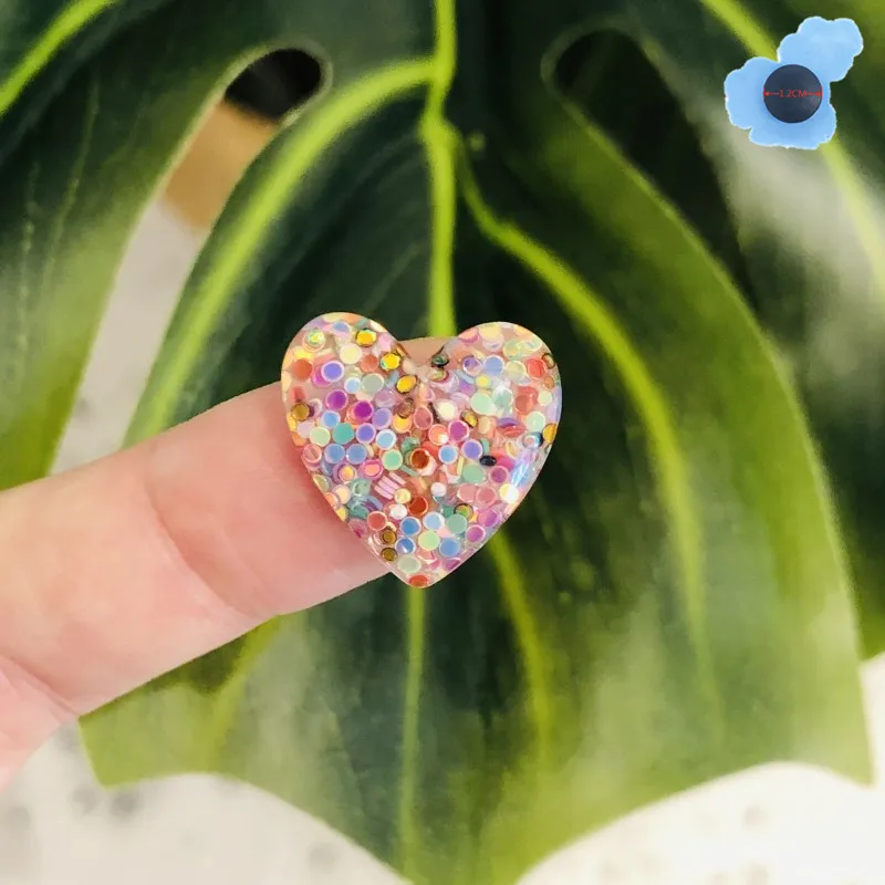 Novetly 1Pcs Heart-Shaped Colorful Sequins Shoe Accessories Shoe Buckle   For Charms Shoes Fit Wristbands Kid's Gifts image 4