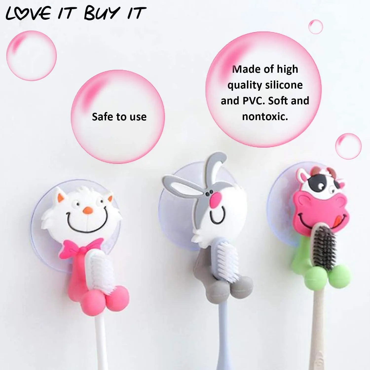 Cartoon Animal Toothbrush Holder Wall Mounted Antibacterial Tooth brush Storage Rack With Suction Cup Bathroom Organizer