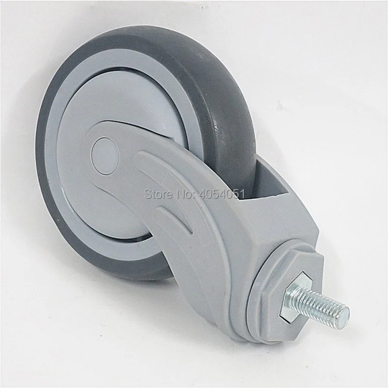 4-inch Furniture Medical Bed Chair Full Plastic Caster Screw Rod Universal Swivel Equipment Wheel Brake