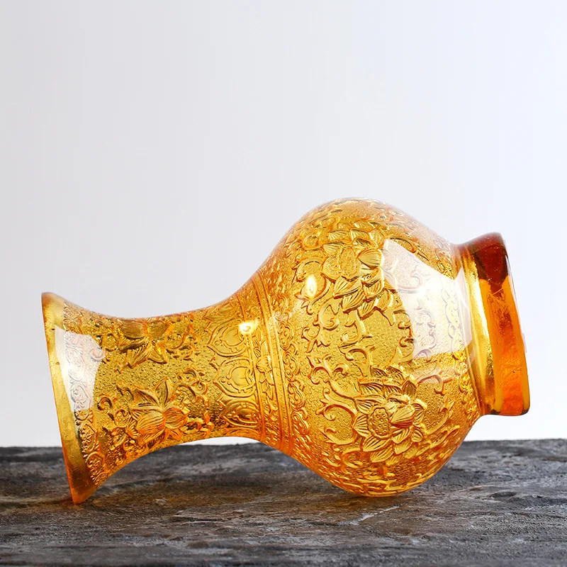 Unique 3D Carved Inside Flower Vase Made for Imperial Palace Luxury Color Glazed Royal Crowning Decor Home Cabinet Lotus Artwork