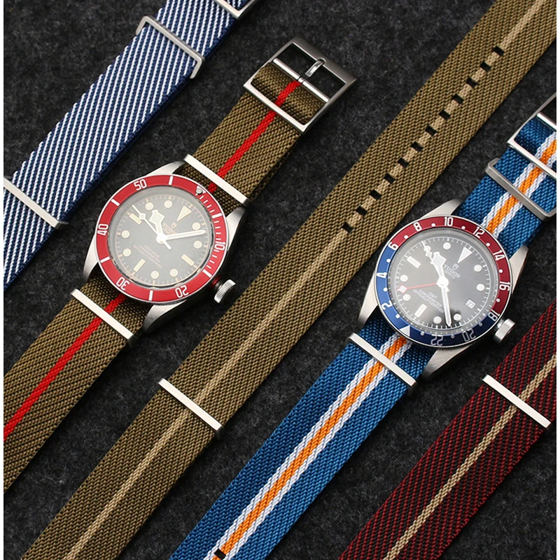 Strap For Tudor Seiko Fabric Watch Band One Piece Single Pass Adjustable Slanted Bracelet Sport Wristband 20mm 22mm