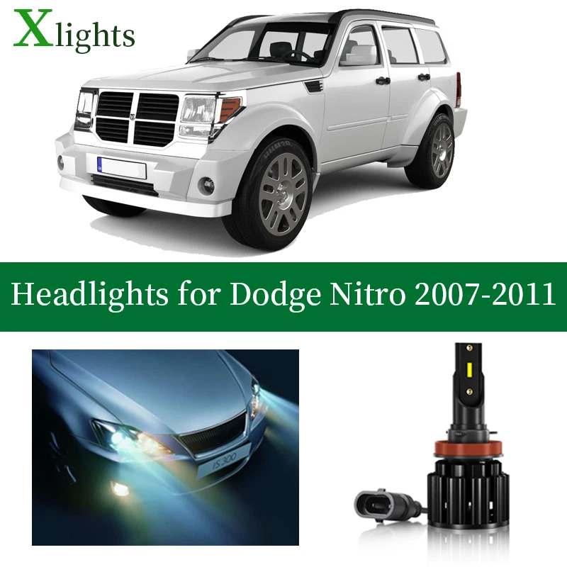 

Лампа Xlights для Dodge Nitro 2007 2008 2009 2010 2011 светодиодная фара ближнего света Canbus без ошибок фара лампа авто светодиодный свет аксессуары 12 В 24 В 6000 К