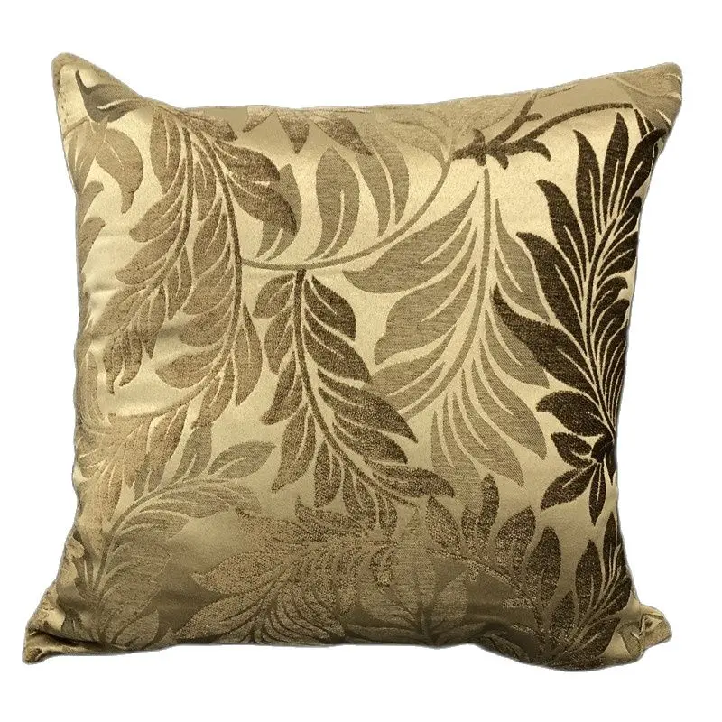 Decorative Red Leaves Cushion Cover Sofa Gold  Jacquard Throw Pillowcase Plant Pillow Case from Factory