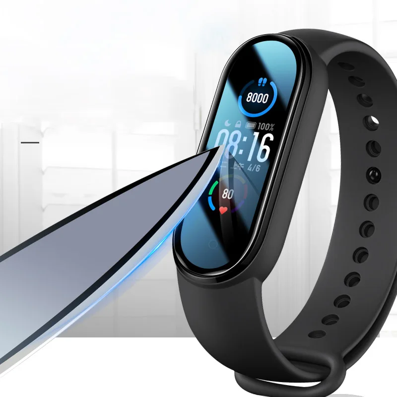 3D โค้งขอบนุ่มป้องกันฟิล์ม Smartband สำหรับ Xiaomi Mi Band 5/6 Band6 Miband6หน้าจอ LCD Protector guard
