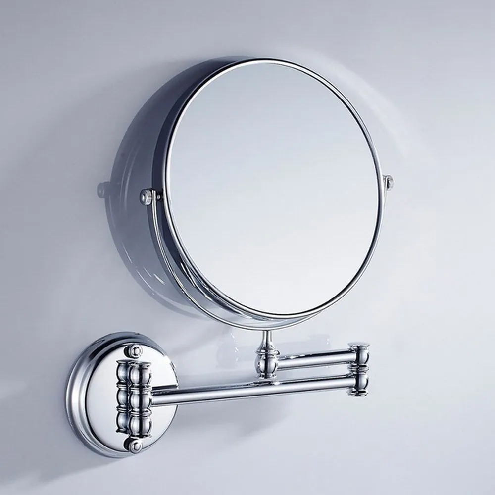 Polished Chrome 8-Inch Brass Bathroom Vanity Mirror folding Wall Mounted Folding Makeup Double Side Magnification Mirror