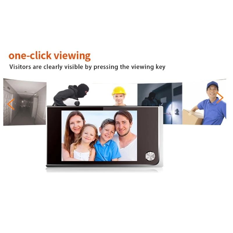 문 구멍 뷰어 3.5 인치 LCD 화면 24 시간 모니터링 120 ° 각도보기 전자 고양이 눈 카메라 홈 보안용