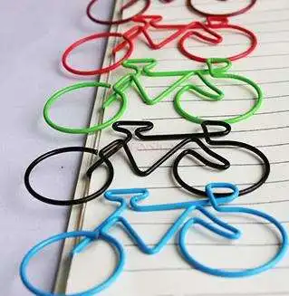 Desenhos animados coloridos bicicleta papel clipes, 15pcs