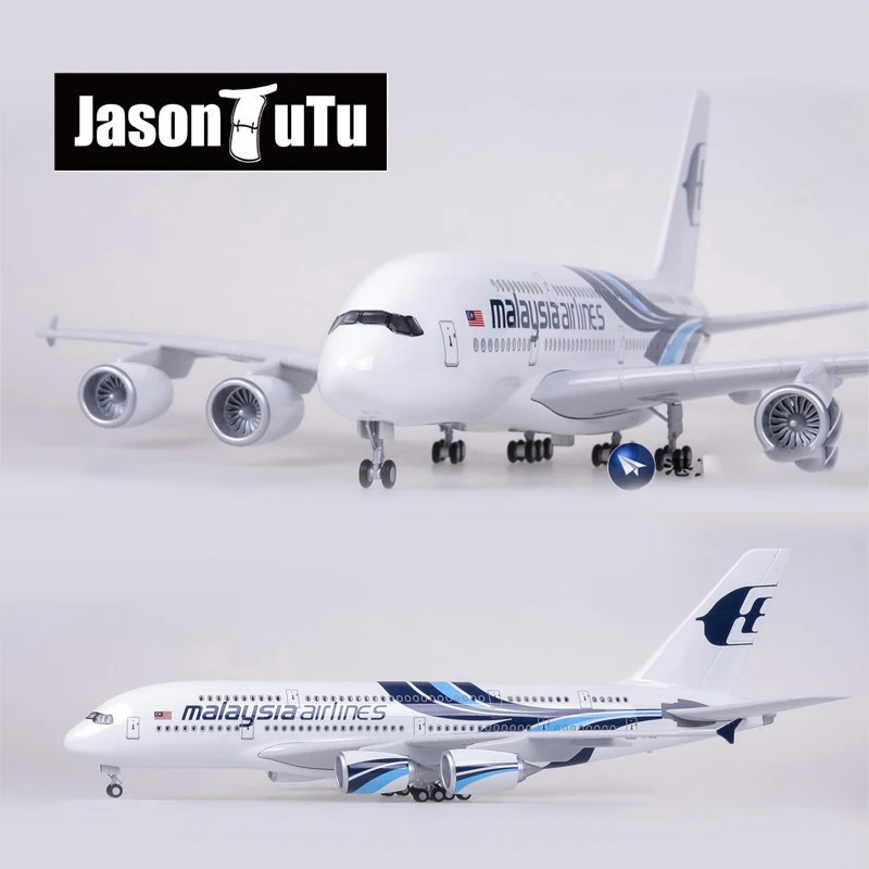 

JASON TUTU 46cm Malaysia Airlines Airbus A380 Aircraft Model Airplane 1/160 Scale Diecast Resin Light and Wheel Plane Gift