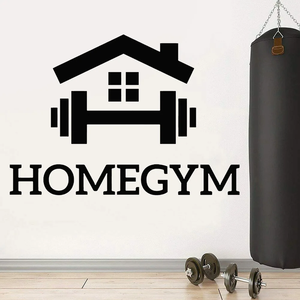 Home Gym Wall Stickers Dumbbell Weightlifting Art Pattern Vinyl Office Interior Wall Decals Home Decor Fitness Centre Z033