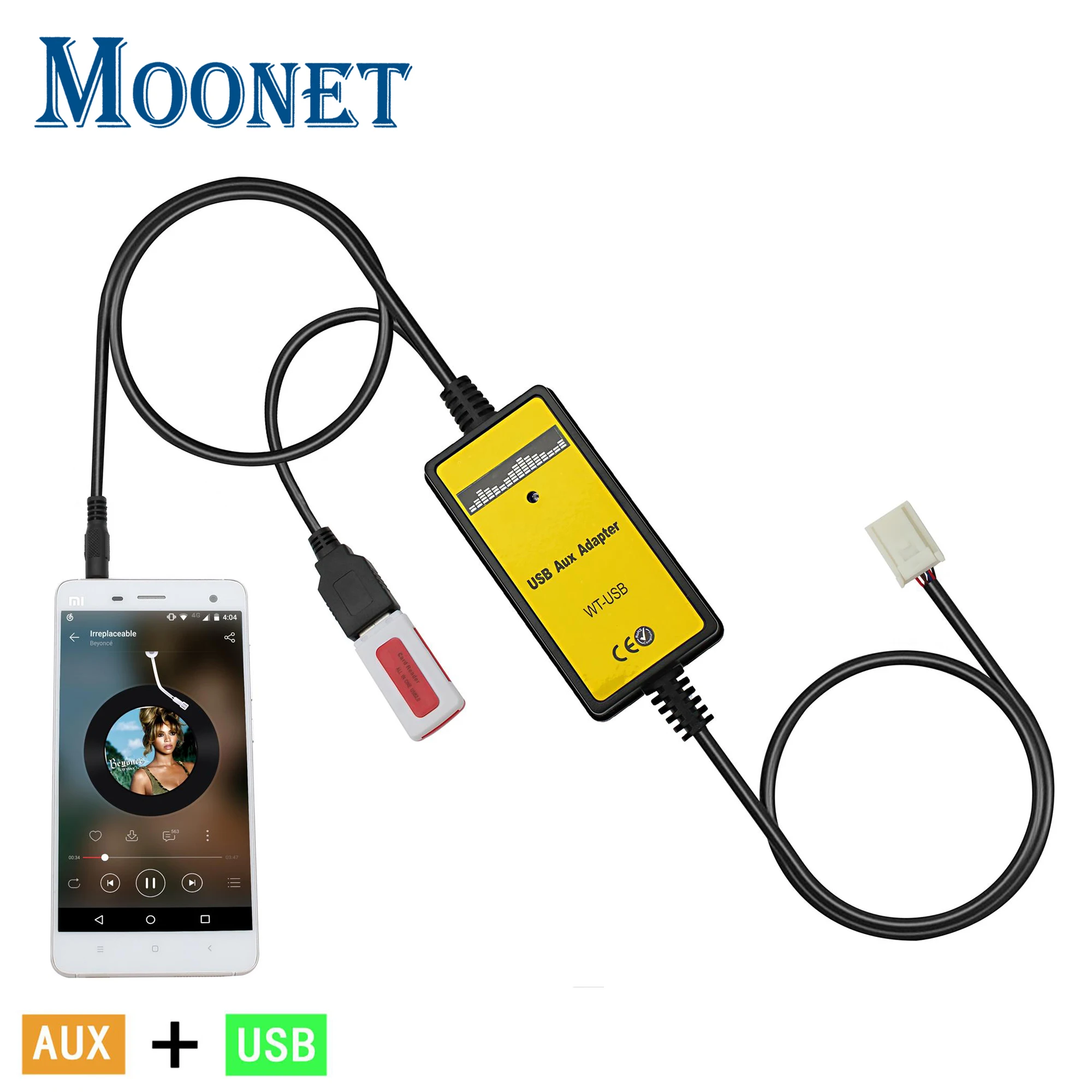 Moonet Car Music Adapter USB & AUX Input CD Changer 6+6pin for Toyota RAV4 Avenis Corolla Camry Vitz Yaris