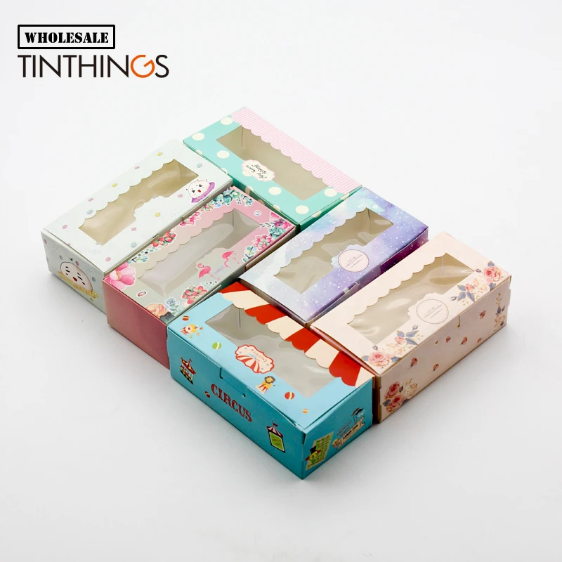 

Wholesale 1600PCS Wedding Box Gift Kids Birthday Party Favor Paper Gift Box With Window Food Baking Cookies Candy Box Packaging